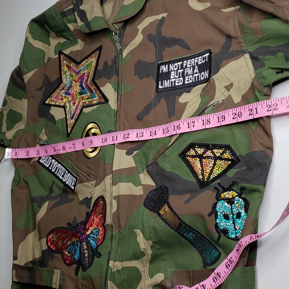 Rothco Womens Camo Bling Patchwork Flight Suit Jumpsuit Size S Y2K Retro - Picture 10 of 17